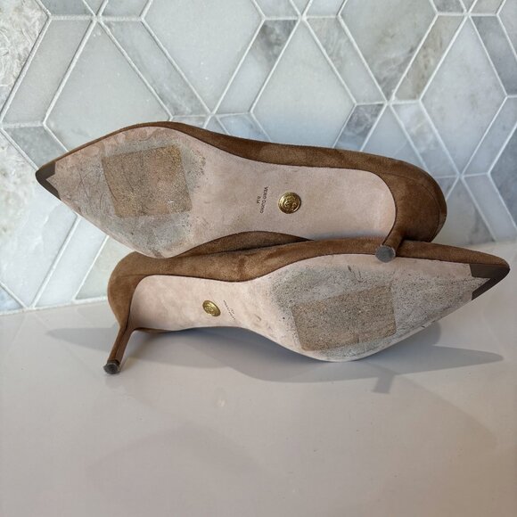 Veronica Beard Size 8M Hazelwood Brown Tan Suede Leather Heel Pump Rita Stiletto - Picture 9 of 11